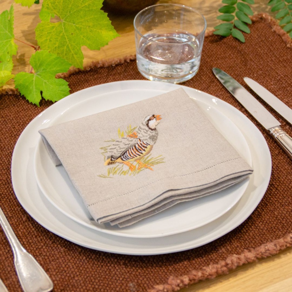 PETITS GIBIERS - 6 Serviettes de Table en Lin