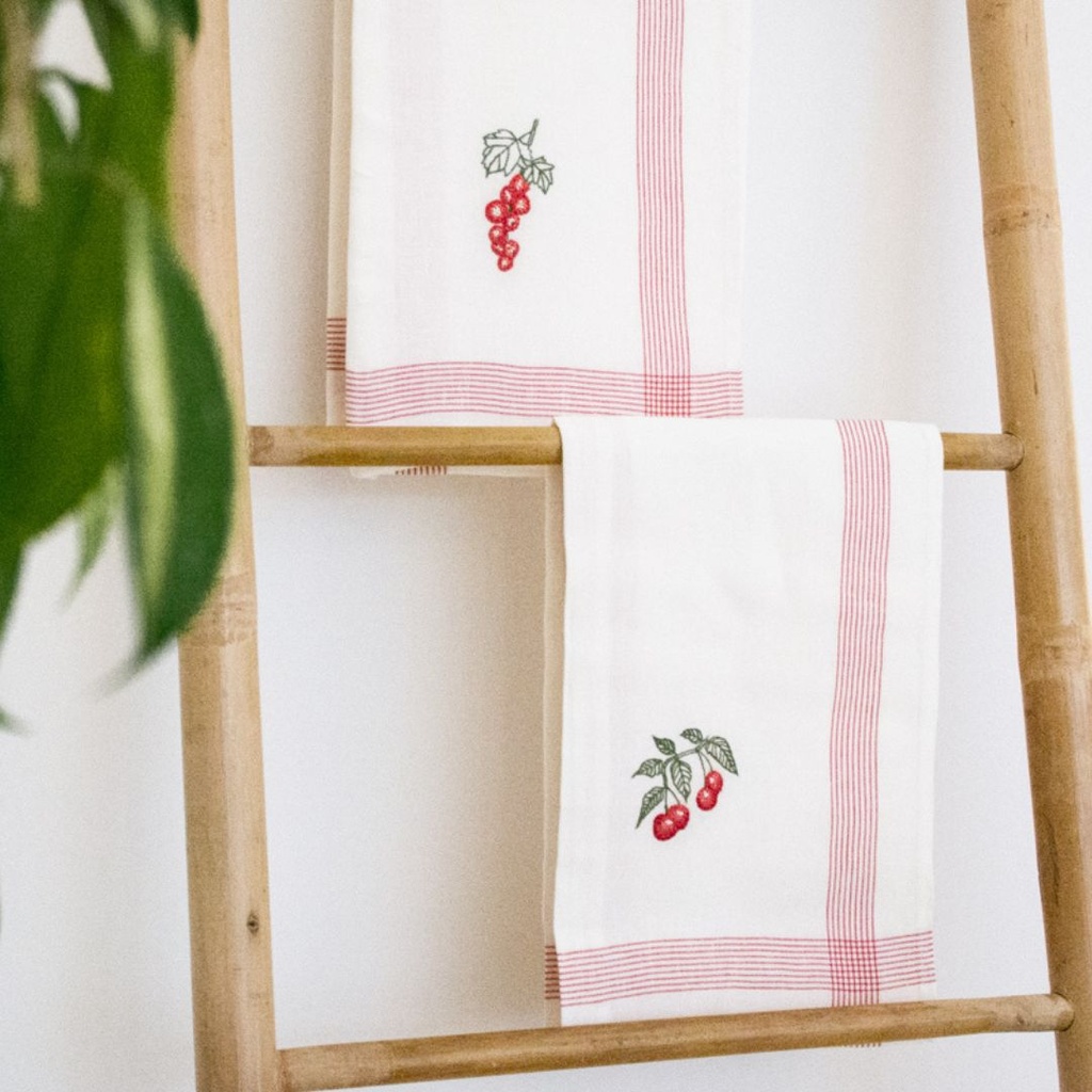 FRUITS ROUGES - Torchon de Cuisine en Lin