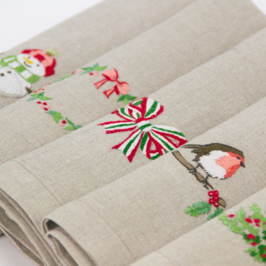 WINTER GARDEN - 8 Serviettes de Table en Lin