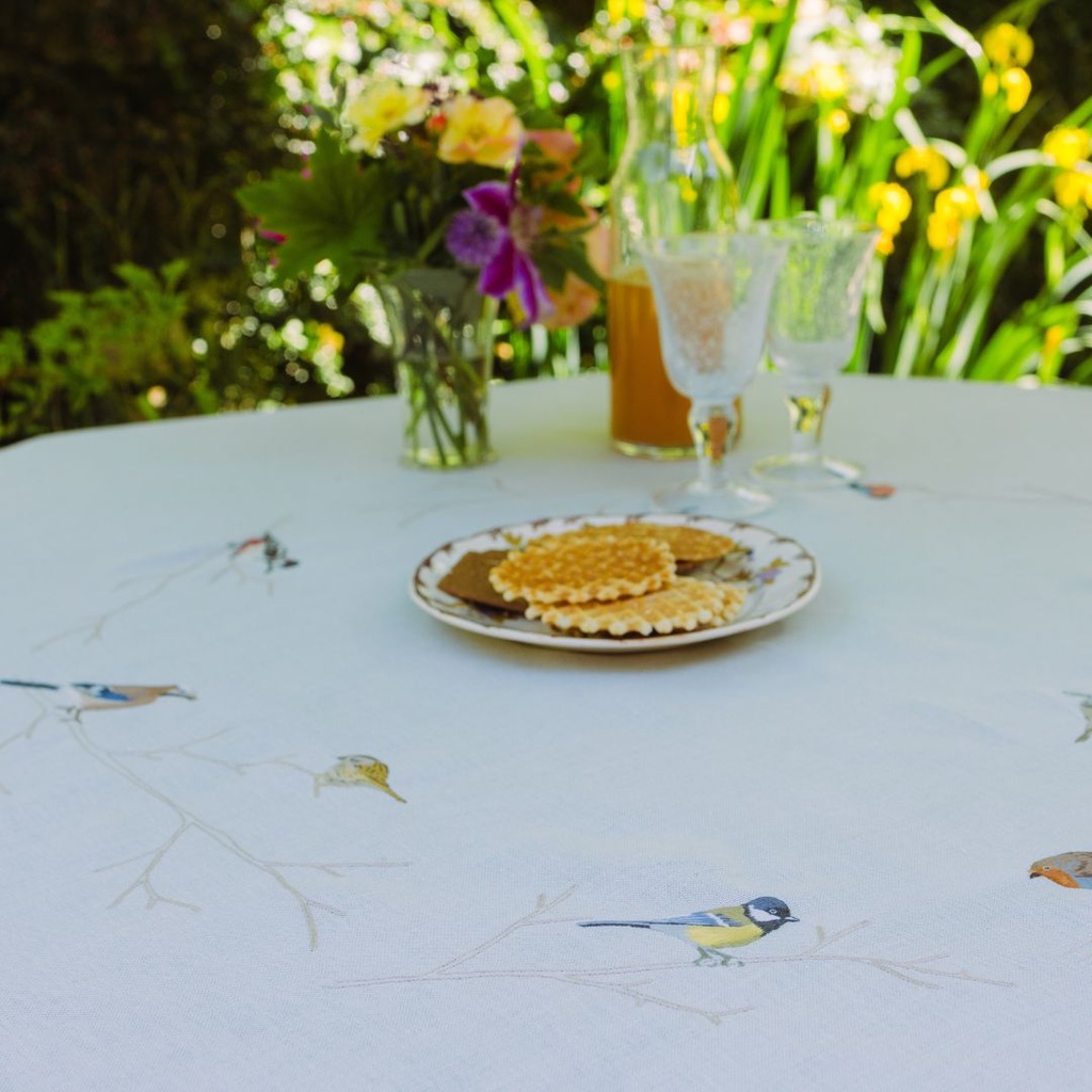 OISEAUX DU JARDIN - Nappe Ronde en Polylin