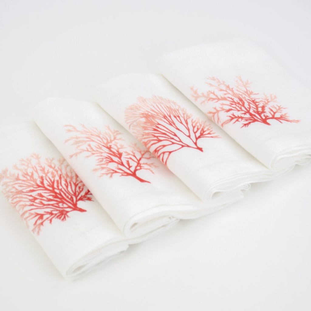 CORAUX GORGONES - 4 Serviettes de Table en Lin
