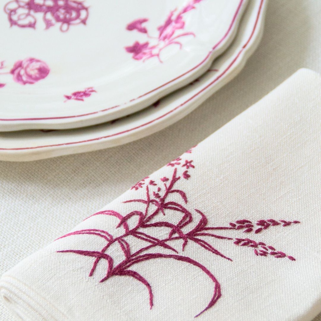 FLEURS SAUVAGES - 8 Serviettes de Table en Lin 