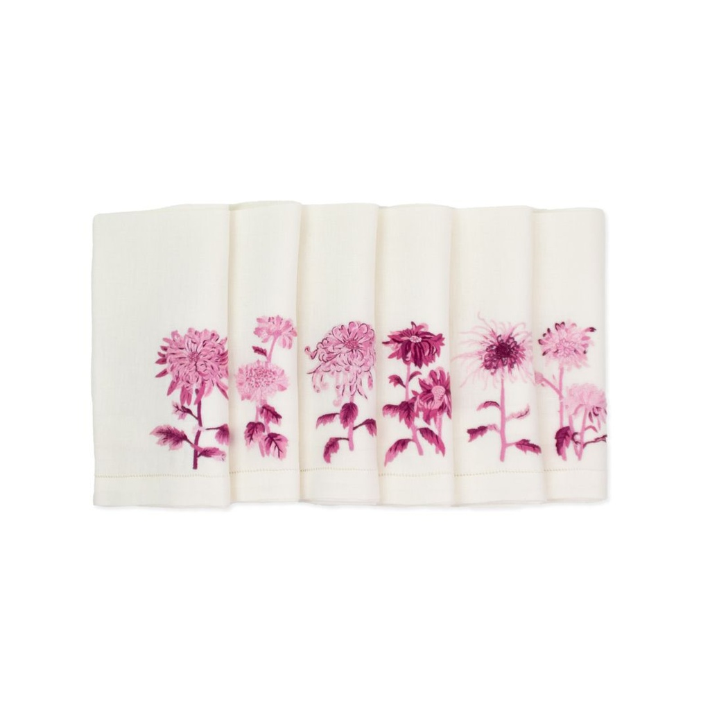 FLEURS KIKU - 6 Serviettes de Table en Lin