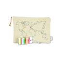 WORLD MAP - Large Linen Pouch