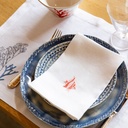 POISSONS ATOLL - 8 Serviettes de Table en Lin Blanc 