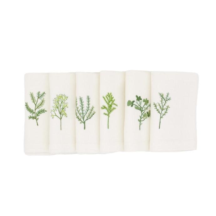 FINES LEAVES - 6 Linen Table Napkins