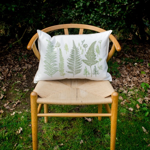 FERNS - Linen Cushion  (Oyster Linen)