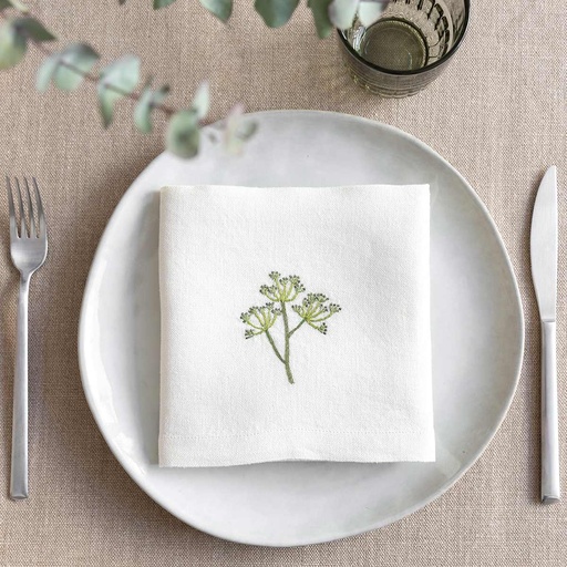 FINES LEAVES - 6 Linen Table Napkins