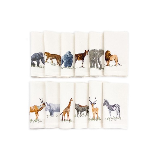 AFRIKAANSE DIEREN - 6 Linnen Tafel Servetten