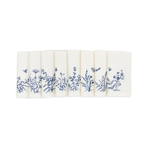 FLEURS SAUVAGES - 8 Serviettes de Table en Lin 