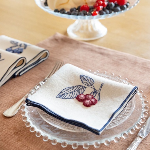 ROOD FRUIT – Set van 8 Linnen Servetten