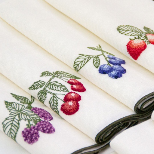 ROOD FRUIT – Set van 8 Linnen Servetten