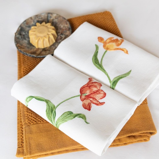 TULIPES - Essuie-mains invités en Lin