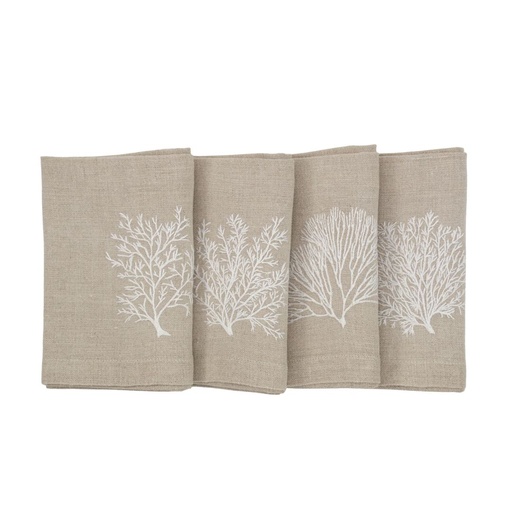 GORGONIAN CORALS - 4 Linen Table Napkins
