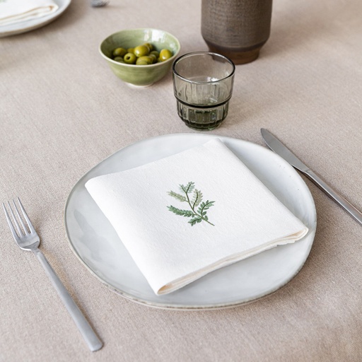 FINES LEAVES  - 12 Linen Table Napkins