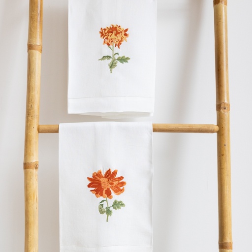 KIKU FLOWERS - Linen Guest Hand Towel